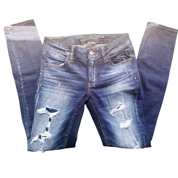 American Eagle Distressed Jeans Jeggings size 4 White Washed - Picture 2 of 6